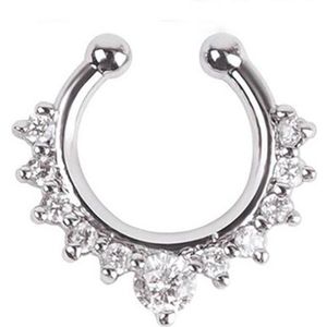 Neuspiercing Ringetje Cabantis|Fake Piercing|Neusring|Zilver met Diamonds