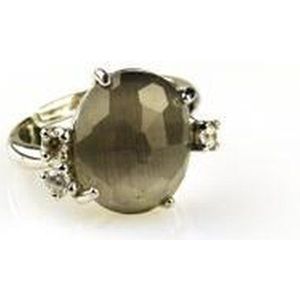 ring in zilver model eclips gezet met grijze steen en cubic zirconia