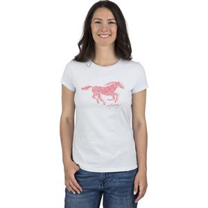 Mustang Dames T-Shirt Alexia C Logo slim fit Blauw L Ronde Hals Volwassenen Basic T-shirt met korte mouwen en ronde hals gemaakt van 100% katoen