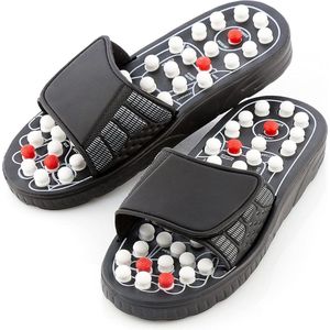 Acupunctuurslippers - Ergonomisch Ontwerp - Anti-stress en Pijnverlichting - Verstelbaar - Klittenband - Maten SML - Kleuren Zwart Wit Rood