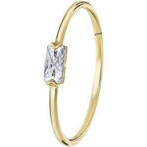 Lucardi Dames Ring met zirkonia rechthoek - Ring - Moederdag Cadeautje - 14 Karaat Goud - Geelgoud