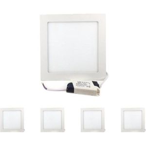 LED Paneel Downlight 18W Slim Vierkant WIT (pak van 5) - Koel wit licht - Alliage acier inoxydable - wit - Pack de 5 - Wit Froid 6000K - 8000K - SILUMEN