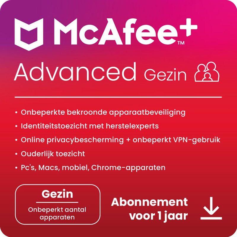 McAfee+ Advanced Family - Antivirus - 1 Jaar - Unlimited Apparaten
