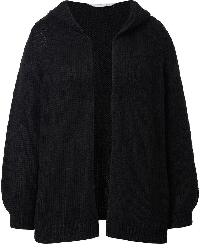 Angel of Style - Dames - Gebreid jasje met capuchon Straight Fit - Zwart - Maat 42+