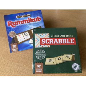 Scrabble & Rummikub chocoladespellen, set à 2 spellen