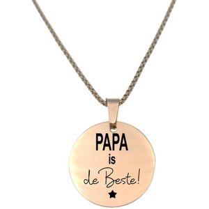 Ketting RVS - Rond - Rosegoud - Papa Is De Beste