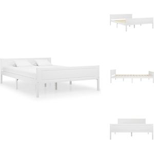 vidaXL Houten bedframe - 206 x 126 x 63 cm - wit massief grenenhout en multiplex - geschikt voor 120 x 200 cm matras - montage vereist - Bed