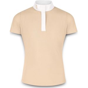 Kentucky Horsewear - Wedstrijdshirt Tokyo – Meisjes – Korte Mouw – Beige – Maat 140 – Ademend & Elastisch