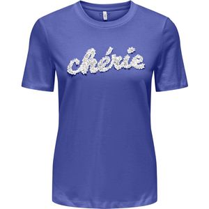 Only T-shirt Onllucia Life Reg Slit Top Box 15324070 Dazzling Blue/cherie Dames Maat - S
