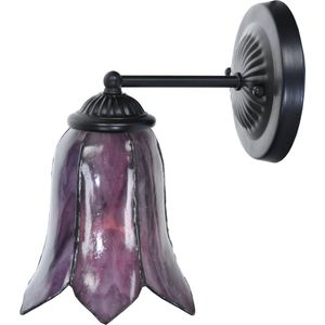 Art Deco Trade - Tiffany wandlamp zwart met Gentian Purple