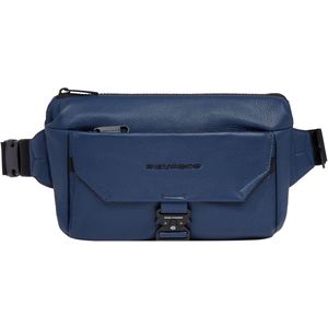 PIQUADRO Leren Gordeltas Than Bumbag Blue Blauw