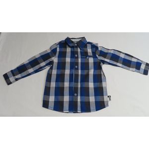 Overhemd - Jongens - Geruit - Blauw / zwart / grijst - 4 jaar 104