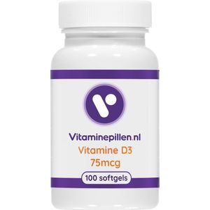 Vitaminepillen.nl | Vitamine D3 (75 mcg) | Softgels | 100 stuks | Gratis verzending | Oa. goed voor weerstand en speelt een belangrijke rol voor sterke botten/tanden en bevordert opname van calcium en fosfor.