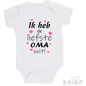 100% katoenen Romper ""Ik heb de liefste Oma ooit!"" Moederdag Unisex Katoen Wit/zwart/roze Maat 62/68