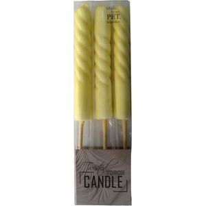 Kaars - Tuin - Buiten - Twisted - Set van 3 - Geel - 25,7 centimeter