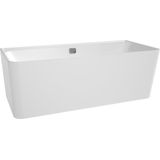 Villeroy & Boch Collaro half vrijstaand half vrijstaand bad 180x80cm rechthoek overloop chroom Acryl Glans Wit