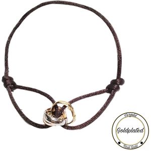 Soraro Tricolor Armband | Bruin | Goldplated | Goudkleurig | Soraro Armbanden | Cadeau voor haar | verjaardag vrouw