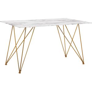 Eettafel KENTON Wit marmer 140 cm 80 cm Veiligheidsglas