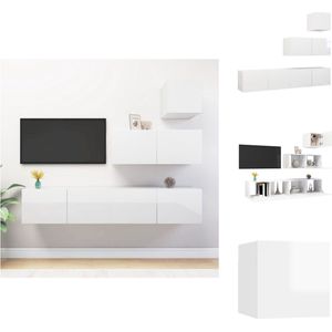 vidaXL TV Meubel Set - Hangend - Spaanplaat - Hoogglans Wit - Montage vereist - 30.5 x 30 x 30 cm - 80 x 30 x 30 cm (B x D x H) - Kast