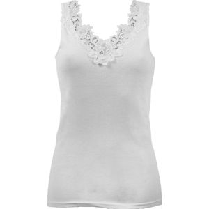 Toker - 228/1 - Kanten Dames Onderhemd - Wit - 100% Katoen