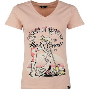 Queen Kerosin Sweep it Under the Carpet T-shirt lichtroze L Dames