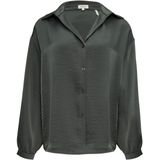 Blouse - Effen - Satijn - Lange Mouw - Losse Pasvorm