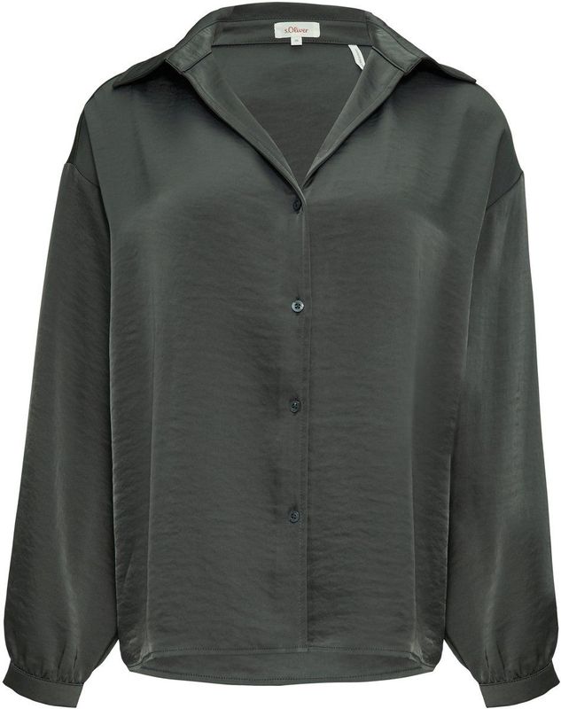 Blouse - Effen - Satijn - Lange Mouw - Losse Pasvorm