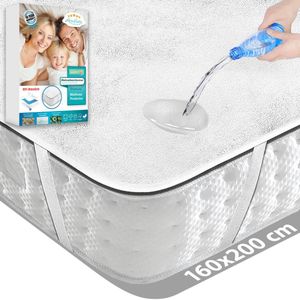 Waterdichte Matrasbeschermer - Wit - 160x200 - Antibacterieel - Met 4 Elastieken Banden