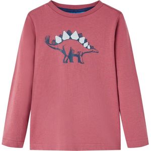 vidaXL - Kindershirt - met - lange - mouwen - 92 - donkerrood
