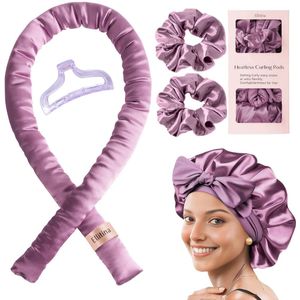 Livano Zijden Slaapmuts - Satijnen Nachtmuts - Silk Bonnet - Sleep Cap - Haarverzorging - Satin - Verstelbaar - Voor Zacht & Stralend Haar - 5-Delige Set - Paars