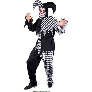 Karnival Costumes Horror Harlekijn Joker Kostuum Halloween Kostuum Heren Halloween Kostuum Volwassenen Carnavalskleding Heren Carnaval - Polyester - Maat S - 4-Delig Broek/Top/Sjaal/Hoed