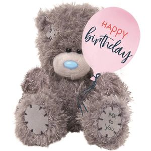 Tatty Teddy - Pluche Beer - Roze Ballon - 10cm Hoog - Handafgewerkt
