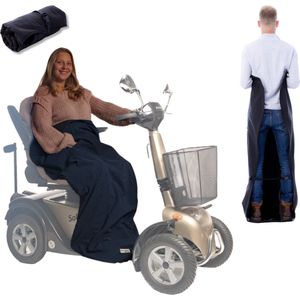 Belieff Scootmobiel Deken - Beenkleed Scootmobiel - Voetenzak - Scootmobielaccessoires - Wind- en Waterdicht - Fleece - Flexibele Onderlaag - Blauw - Large
