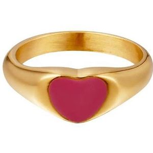 Stainless steel -enamel- heart -ring- red - rood-16- yehwang
