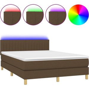 vidaXL-Boxspring-met-matras-en-LED-stof-donkerbruin-140x190-cm