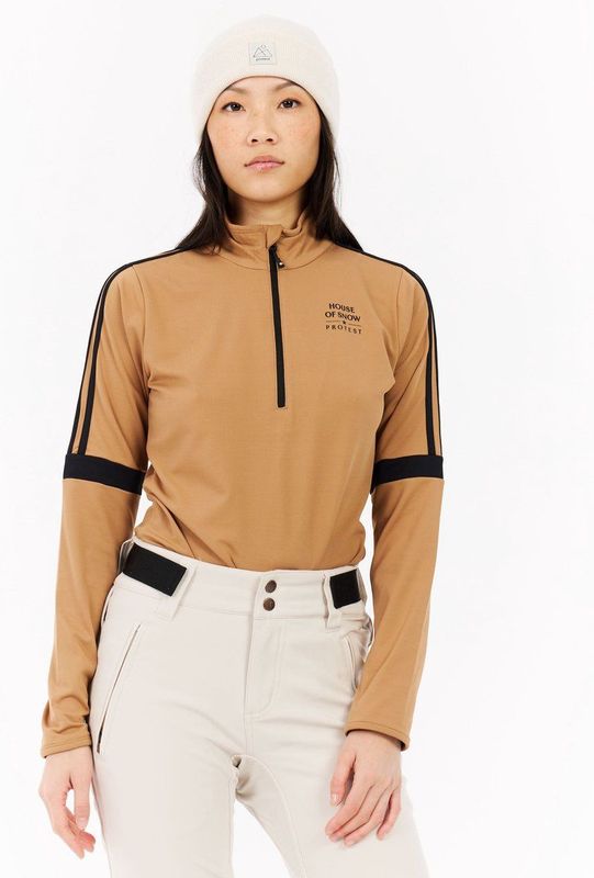 Protest - PRTCarly - Skipully Dames - Teddy Brown - Lange Mouwen - 1/4 Rits