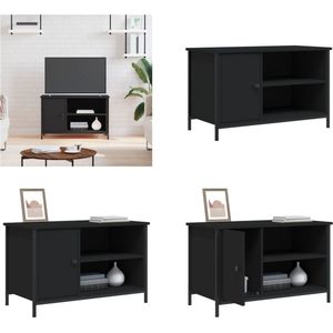 vidaXL Tv-meubel 80x40x50 cm bewerkt hout zwart - Tv-meubel - Tv-meubels - Kast - Dressoir