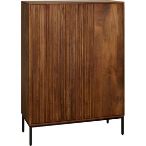 Wandkast Denia - Mangohout - Bruin - 95x140x45 cm (BxHxD) - Zwart metalen poten