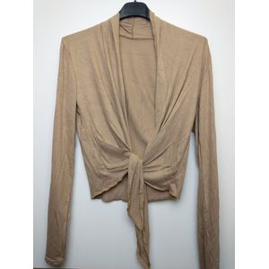 Bolero dames vest Jessica taupe lichtbruin lange mouwen one size S/M