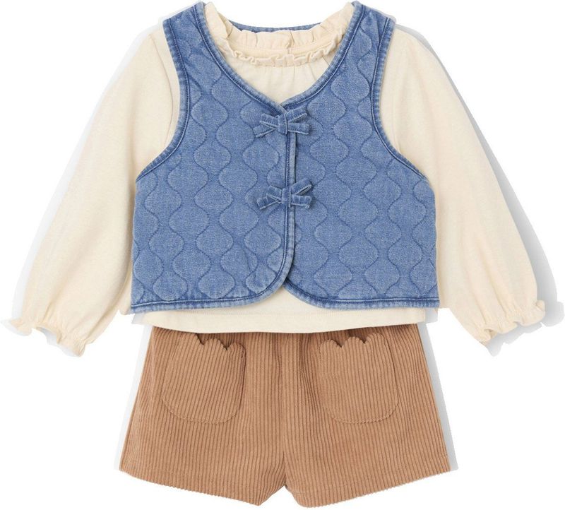 Babyset - Karamel - 4-delig - T-shirt - Vest - Short - Heupband