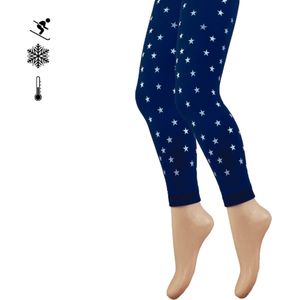 Kinder Thermolegging - Sterretjes - Marineblauw/Zilver - Maat 110-116