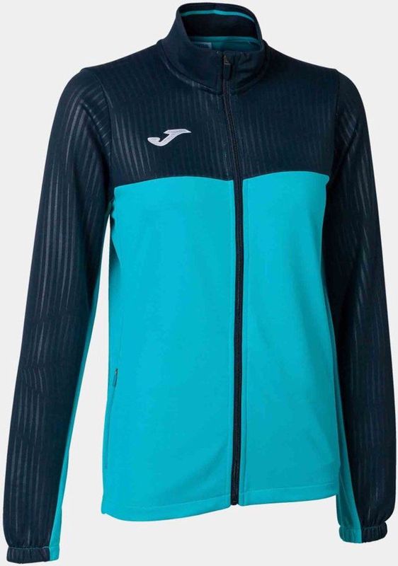 Dames sweatshirt joma montreal full zip fluor turq-navy turquoise 2xl