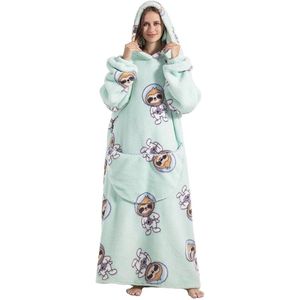 Extra lange hoodie-deken, oversized deken, hoodie, pullover, deken met mouwen en capuchon, deken-trui, eenheidsmaat, voor volwassen mannen en vrouwen - Luiaard