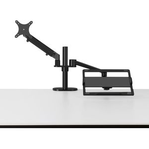 Ergoline gasveer laptop en monitor arm - 2 schermen - aluminium - verstelbaar - 11 tot 17 inch - zwart