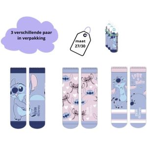 Lilo en Stitch Sokken - Maat 27/30 - Kindersokken - Sokken - Lilo en Stitch Kleding - 3 Paar - Grappige Sokken - Sokken Kinderen - Kindersokken Jongens en Meisjes - Disney Sokken Kin