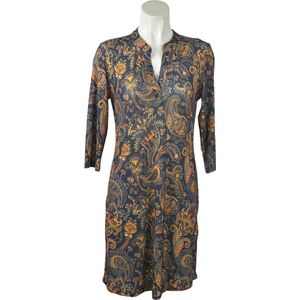 Angelle Milan - Oranje/Blauwe jurk voor Dames - Travelstof - Ademend - Kreukherstellend - Duurzaam - in 5 maten!