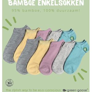 green-goose® Bamboe Sneakersokken | Unisex | 10 Paar | Grijs | Zwart | Wit | Maat 35 - 38 | Duurzaam en Comfortabel | 95% Bamboe