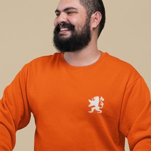 Oranje EK WK Koningsdag Trui White Lion Chest (MAAT XXL - UNISEKS FIT) | Oranje kleding / sweaters | WK Feestkleding