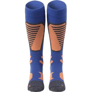 NOMAD® Skisokken Pro Merinowol 1-Pack | Maat 35/38 Blauw | Skiën / Snowboarden / Wandelen | Goede vochtafvoer | Extra versteviging | Ski Sokken Heren / Dames