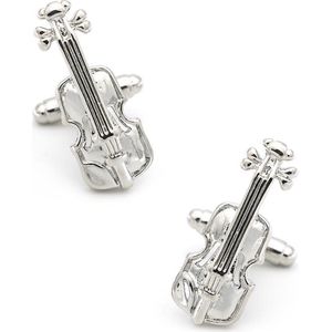 Manchetknopen Muziek Viool Violin Fiddle Snaarinstrument Zilverkleurig